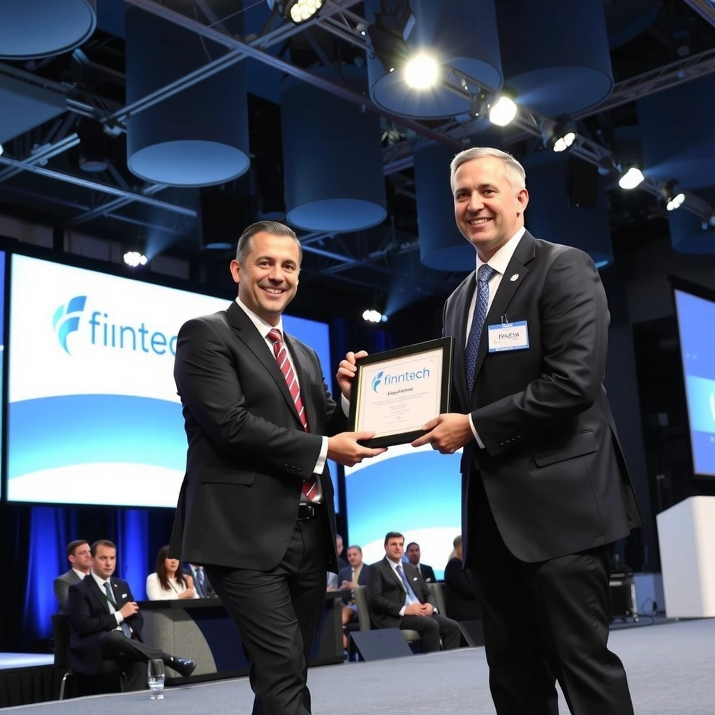 Antrurev recibiendo premio en Fintech Summit Miami